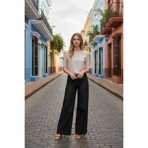 Lily Pulitzer Khaki Chino Black Stretch Trouser. Career Wear Size 14 Wide...